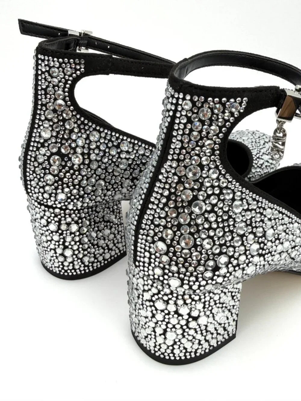 Michael Kors Perla Women's Black Crystal Embellished Ankle Strap Pumps US 6.5 M